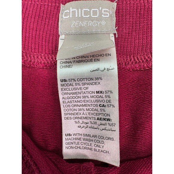 Chico’s Zenergy Women’s Size 4 20/22 Comfort Waist Red Jogger Pants Satin Trim - Picture 5 of 11